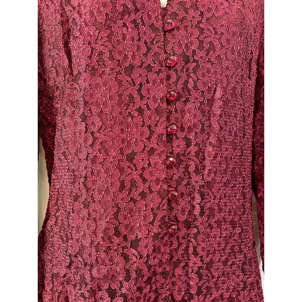 Vintage burgundy lace cinch back maxi dress All That Jazz dark romantic gothic - Picture 5 of 10